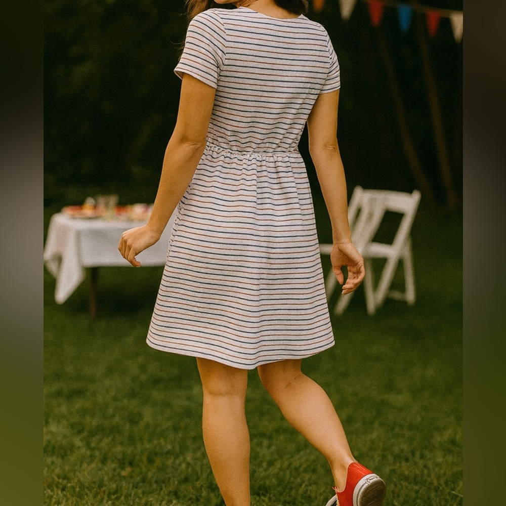 James Draper RSVP Red, White & Blue Striped Flare Mini Dress, Size XL, EUC! - Picture 4 of 16